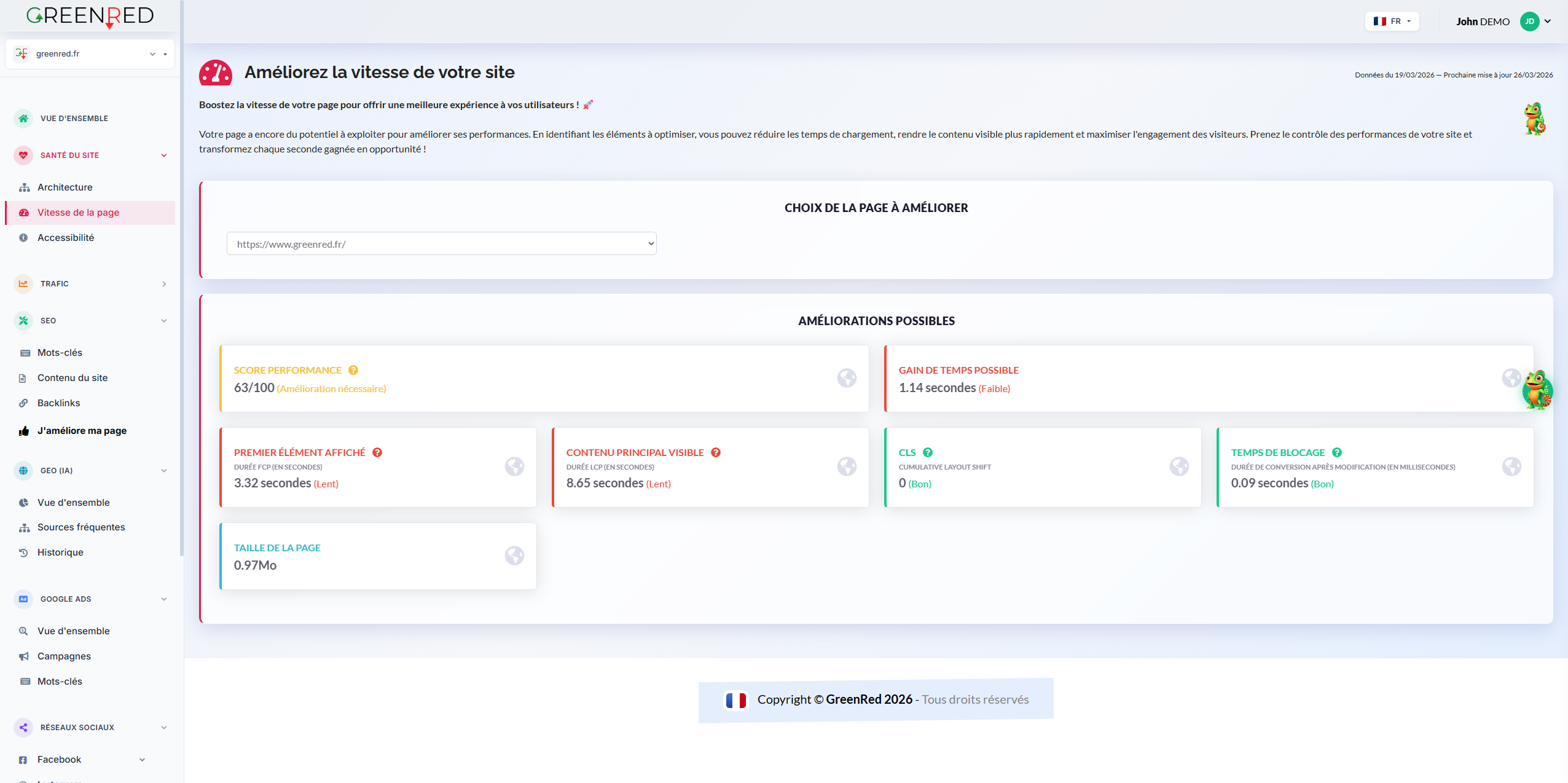Santé du site - Vitesse et performance